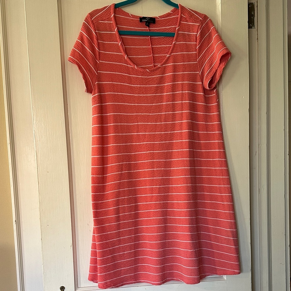 Striped Coral Dress Short Sleeve